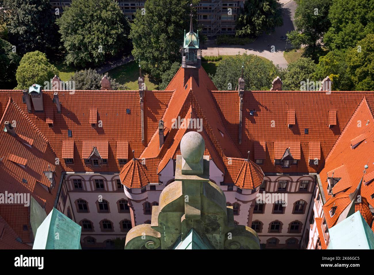 view of the New Town Hall from the Town Hall Tower, Germany, Lower Saxony, Hanover Stock Photo