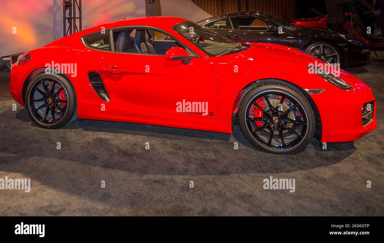 DETROIT, MI/USA - JANUARY 12: A 2014 Porsche Cayman S at The Gallery, North American International Auto Show (NAIAS). Stock Photo