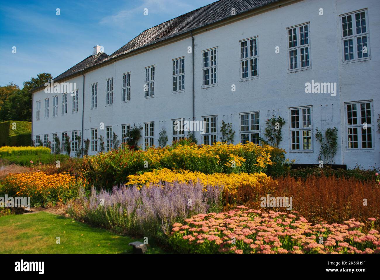 Grasten Slot - Gravenstein Castle in Denmark on a bright summer day - the summer residence of the danish royal family Stock Photo