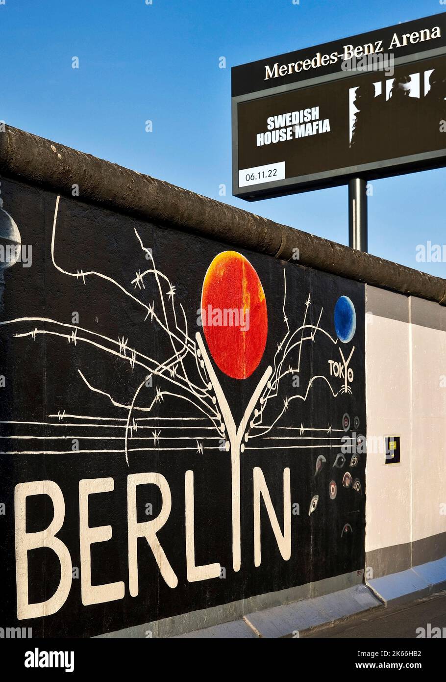 mural Berlyn on the residue of the Berlin Wall, East Side Gallery, Germany, Berlin Stock Photo