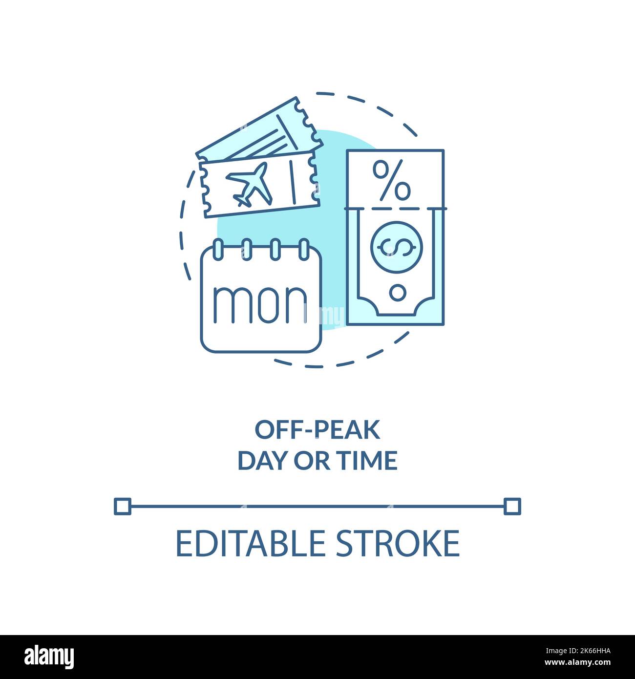 Off-peak flying times turquoise concept icon Stock Vector