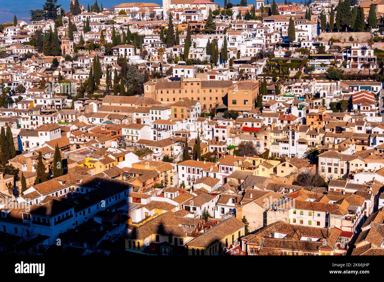The Alhambra in Granada, Spain. Views of the gypsy quarter of granada from inside the alhambra