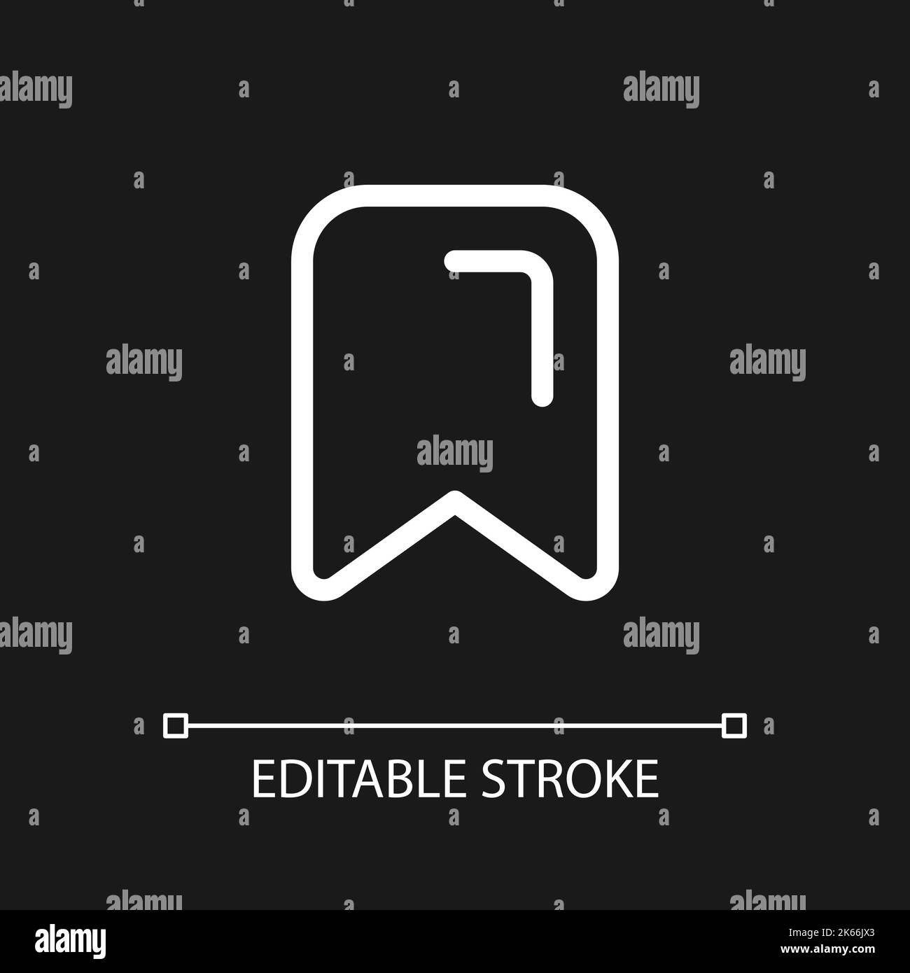 Marked content pixel perfect white linear ui icon for dark theme Stock Vector
