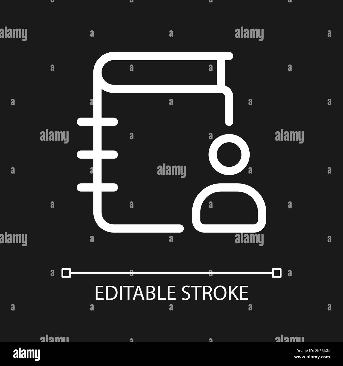 Contact list pixel perfect white linear ui icon for dark theme Stock Vector