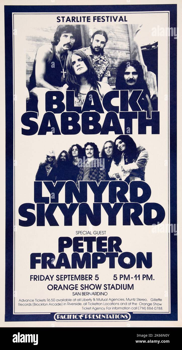 Black Sabbath, Lynyrd Skynyrd, Peter Frampton 1975 Orange Show Stadium