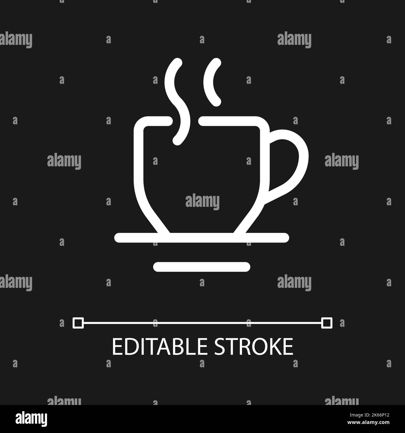 Hot beverage pixel perfect white linear ui icon for dark theme Stock