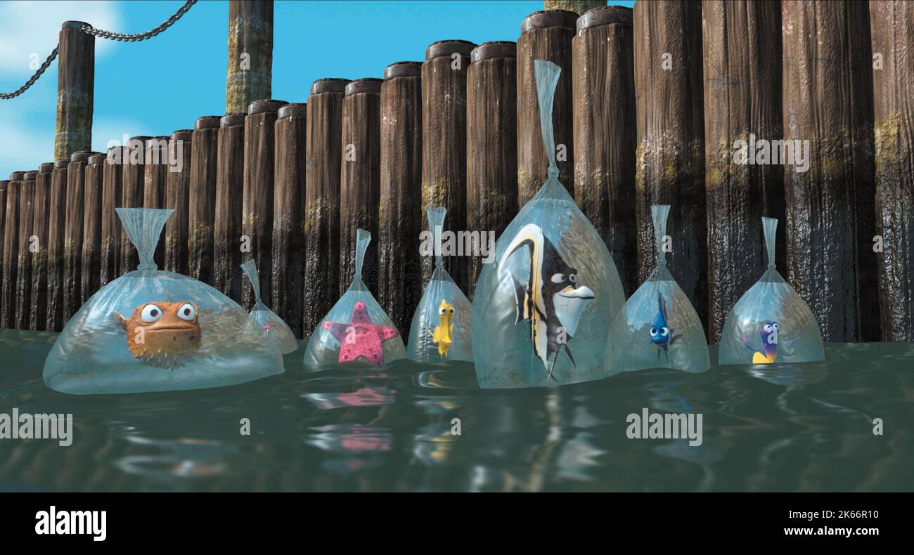 BLOAT, PEACH, BUBBLES, GILL, DEB, GURGLE, FINDING NEMO, 2003 Stock Photo