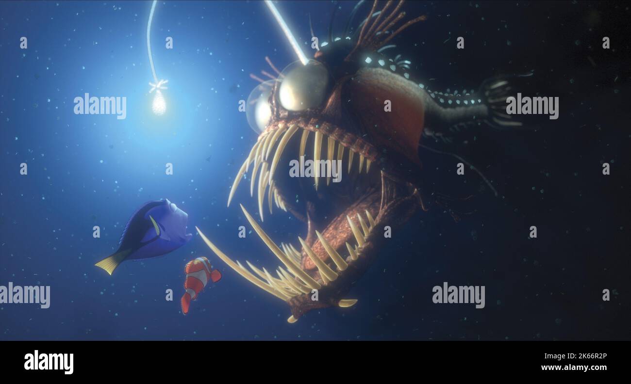 DORY, MARLIN, ANGLER FISH, FINDING NEMO, 2003 Stock Photo