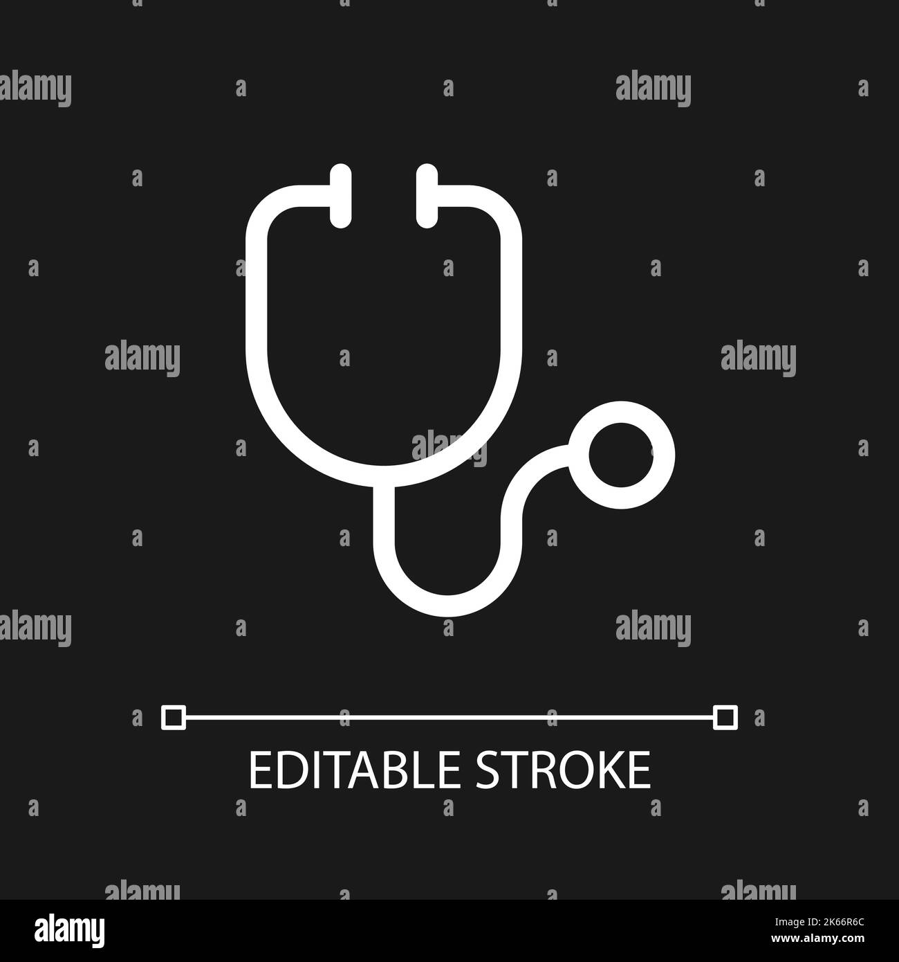Stethoscope pixel perfect white linear ui icon for dark theme Stock