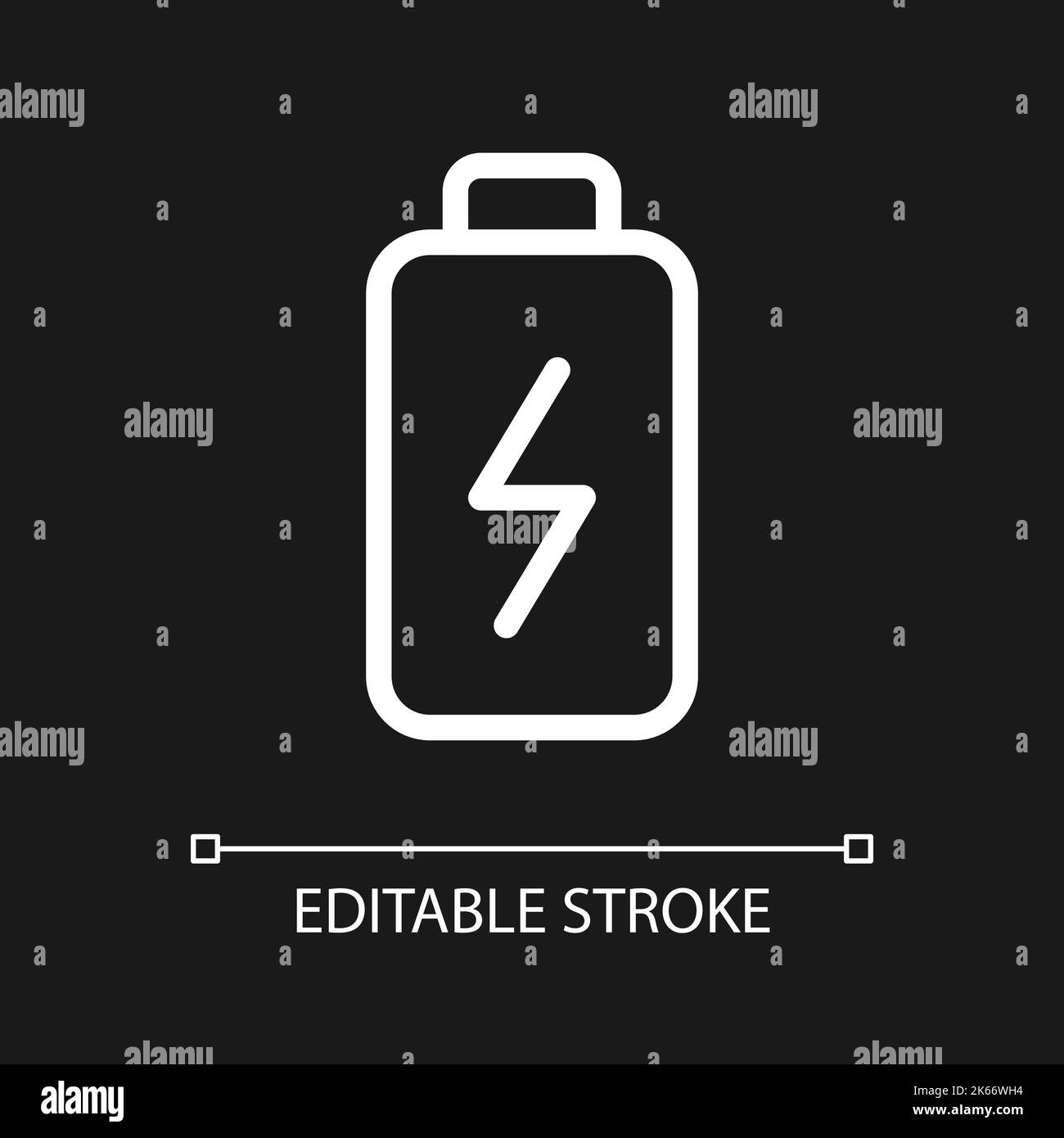 Battery pixel perfect white linear ui icon for dark theme Stock Vector ...