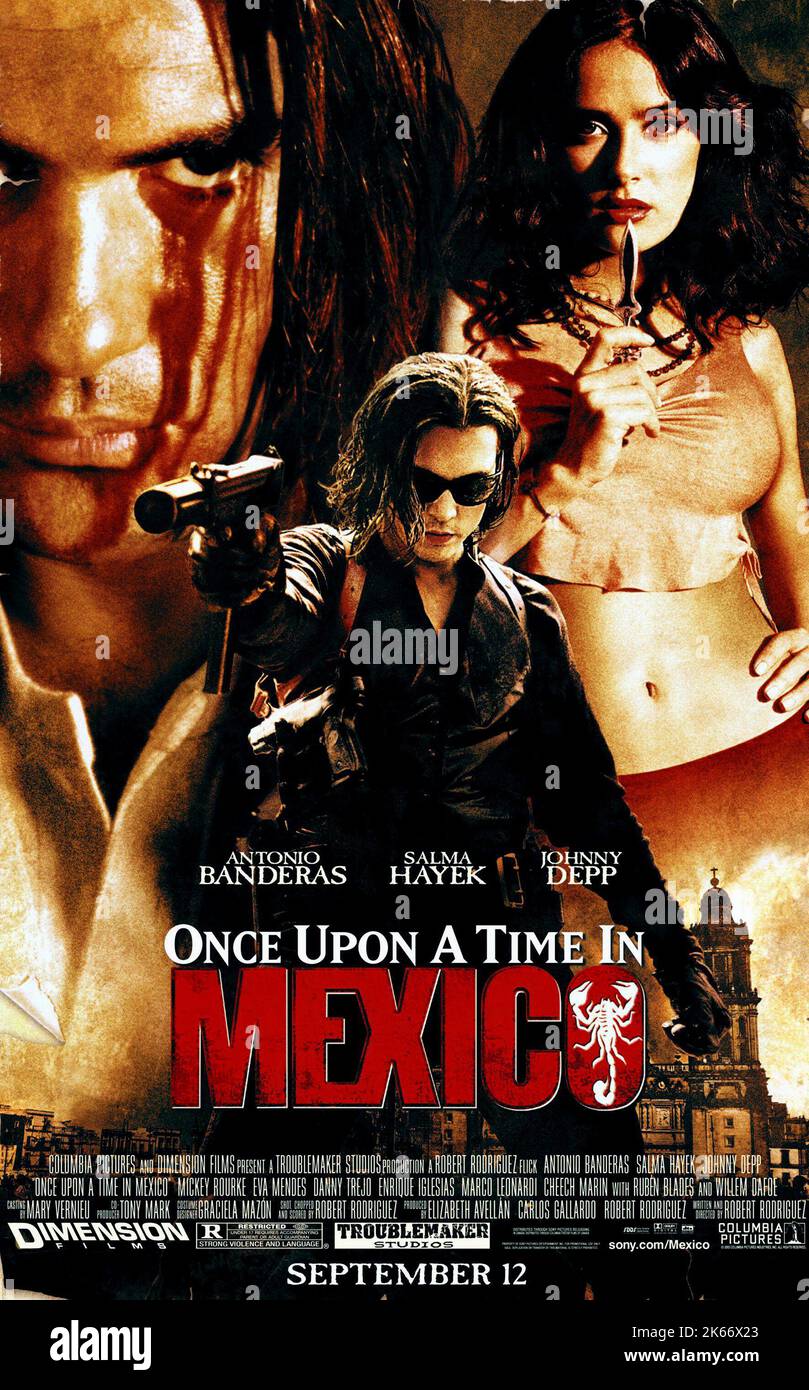 ANTONIO BANDERAS, JOHNNY DEPP, SALMA HAYEK, ONCE UPON A TIME IN MEXICO