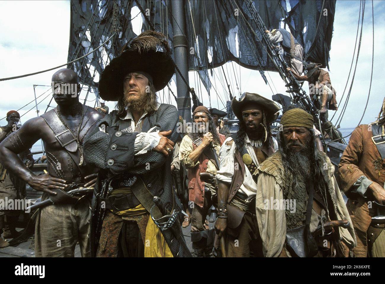 ISAAC C. SINGLETON JR., GEOFFREY RUSH, PIRATES OF THE CARIBBEAN: THE CURSE OF THE BLACK PEARL, 2003 Stock Photo