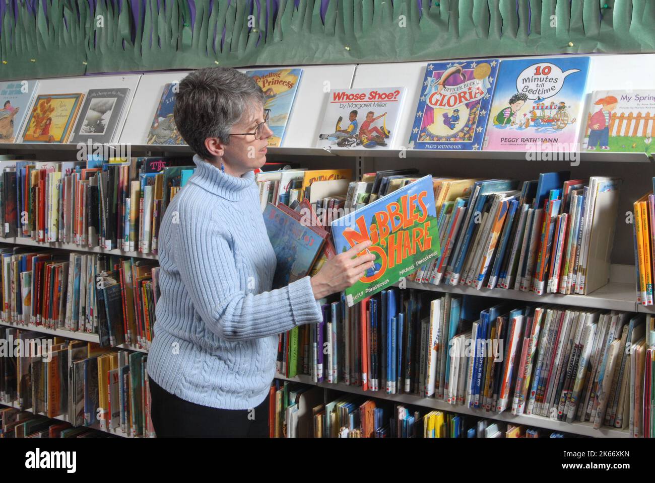 Library Assistant, Clerical Stock Photo