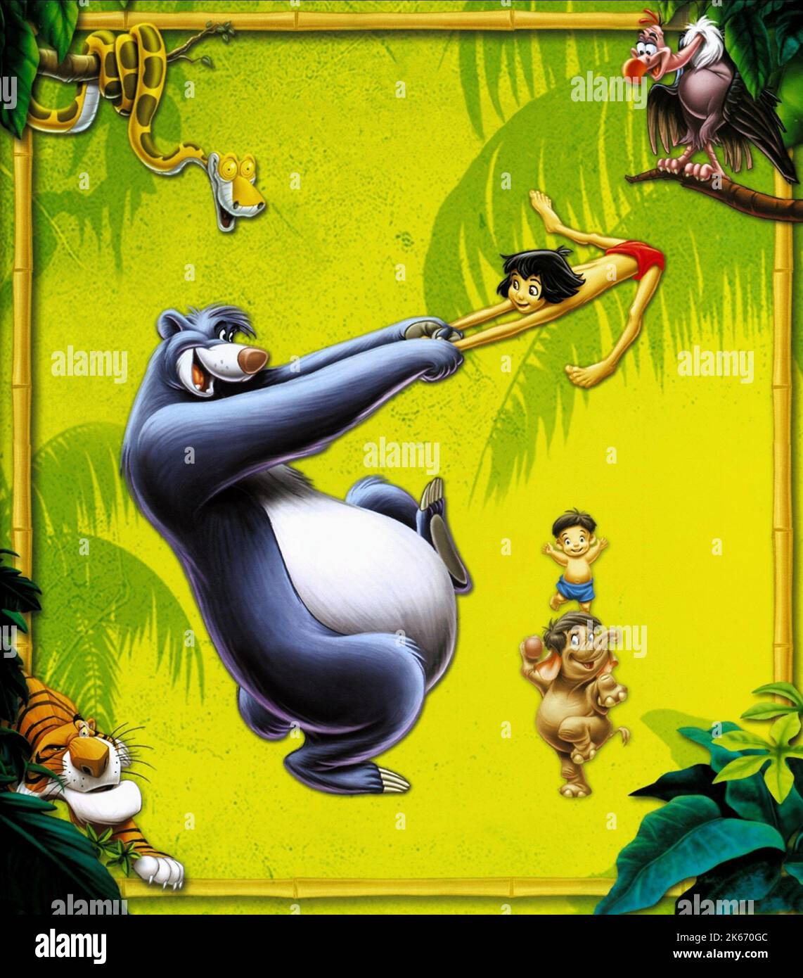 KAA, SHER KHAN, BALOO, MOWGLI, RANJAN, LUCKY THE VULTURE, THE JUNGLE BOOK 2, 2003 Stock Photo