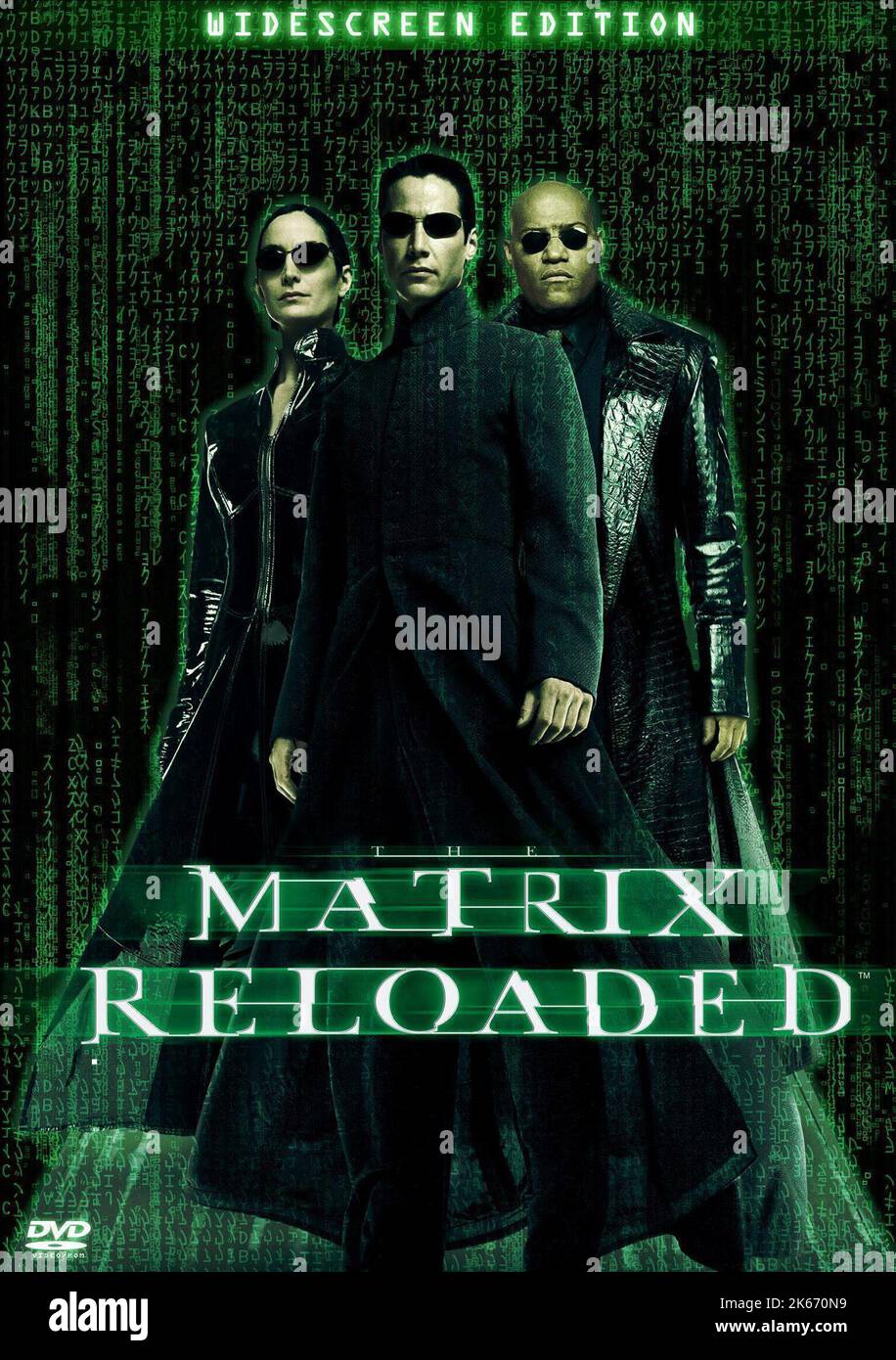 CARRIE-ANNE MOSS, KEANU REEVES, LAURENCE FISHBURNE, THE MATRIX RELOADED, 2003 Stock Photo