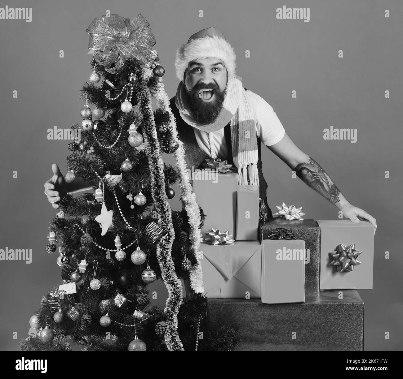 Black Friday before Christmas concept. Man with beard Stock Photo Alamy