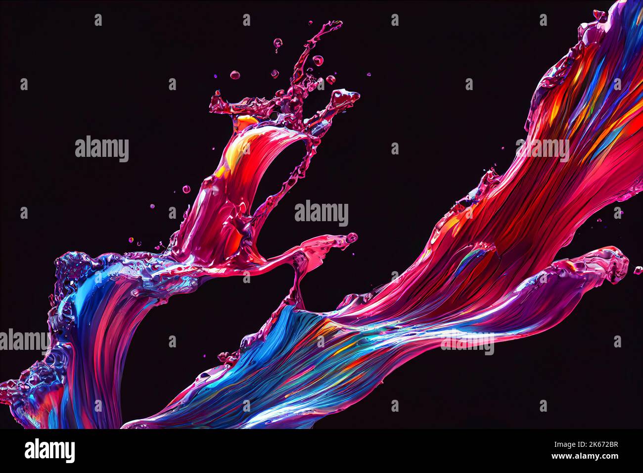 Colorful powder explosion on black background. ART CGI. Stock Photo