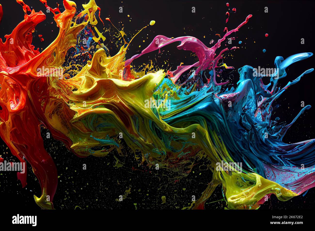 Colorful powder explosion on black background. ART CGI Stock Photo - Alamy