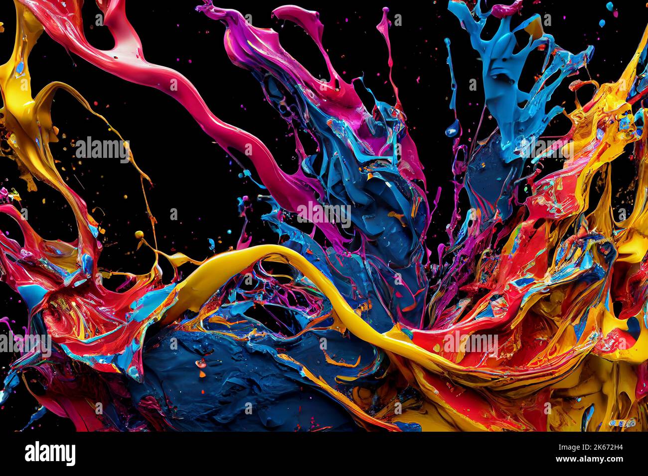 Colorful powder explosion on black background. ART CGI Stock Photo - Alamy