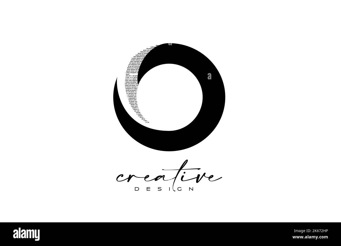 O Letter Logo Design with Creative letter o made of Black text font