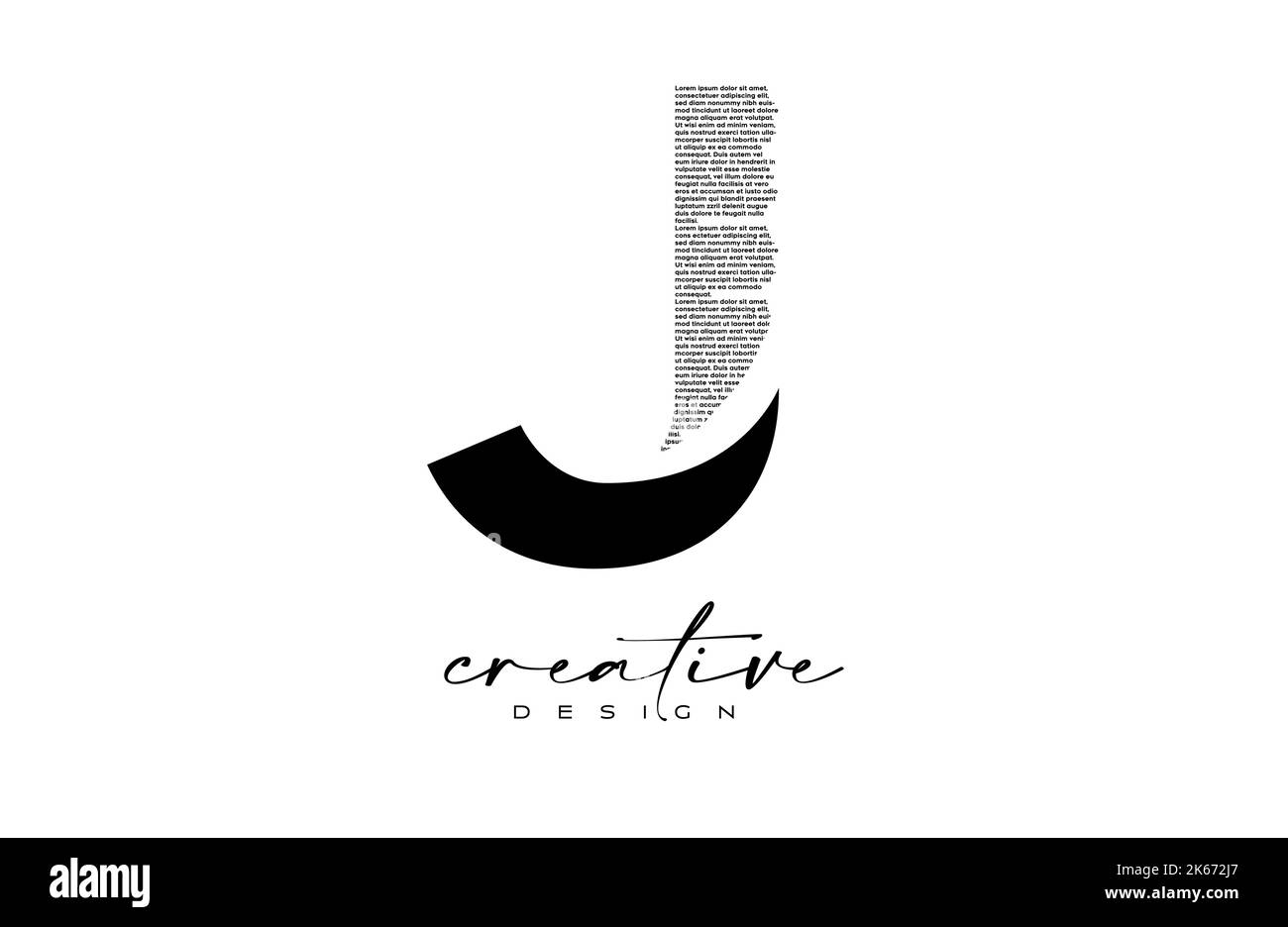 J Letter Logo Design with Creative letter i made of Black text font Texture Vector. Graphic Icon J Letter Logo illustration. Stock Vector