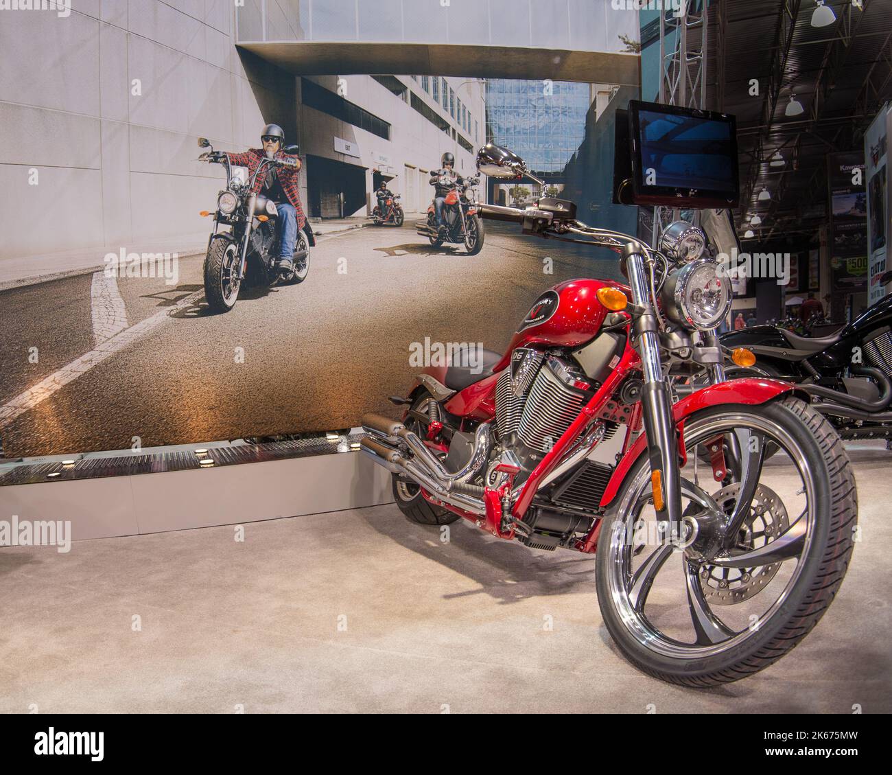 NOVI, MI/USA - JANUARY 3, 2014: A 2014 Victory Jackpot, Progressive International Motorcycle Show. Stock Photo