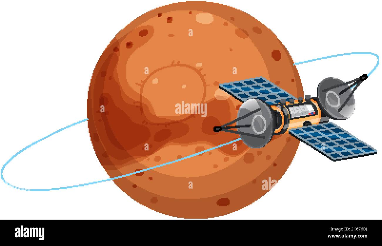 Mars planet with satellite illustration Stock Vector Image & Art - Alamy