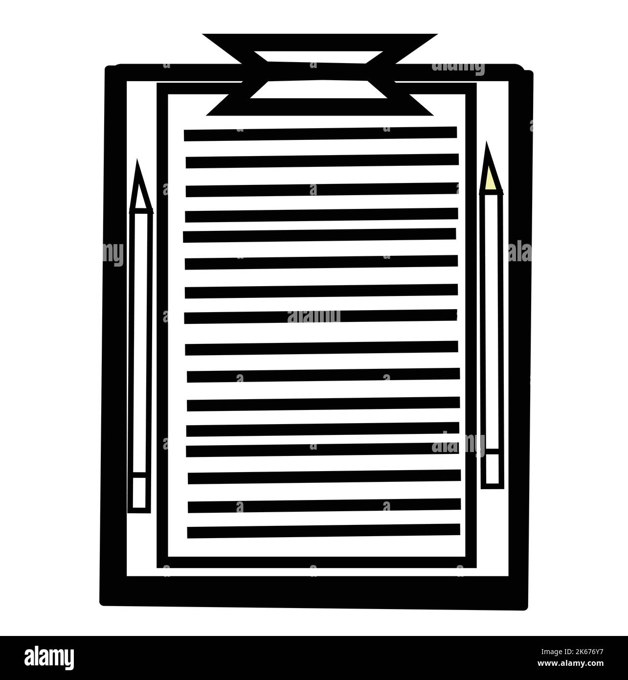 Exam board black and white with 2 pencils design. graphic source stock original vector drawing. Stock Vector