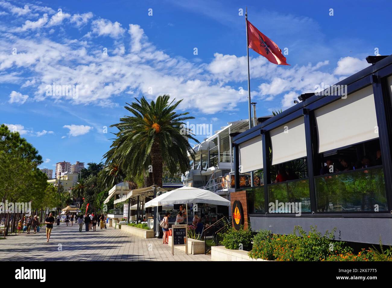 Promenade of Saranda, Republic of Albania Stock Photo