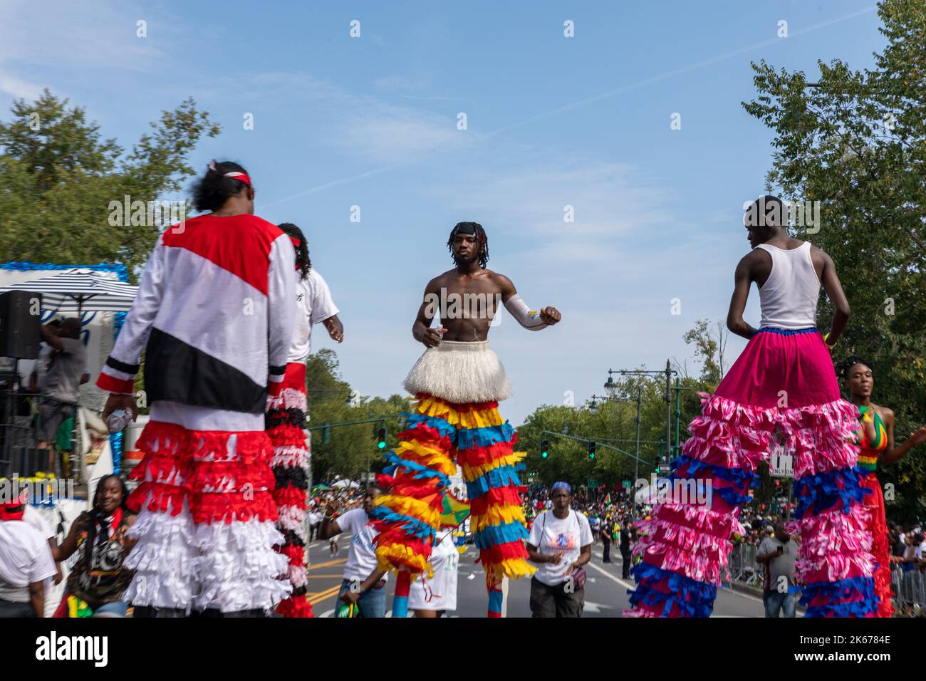The West Indian Labor Day Parade with men in beautiful costumes