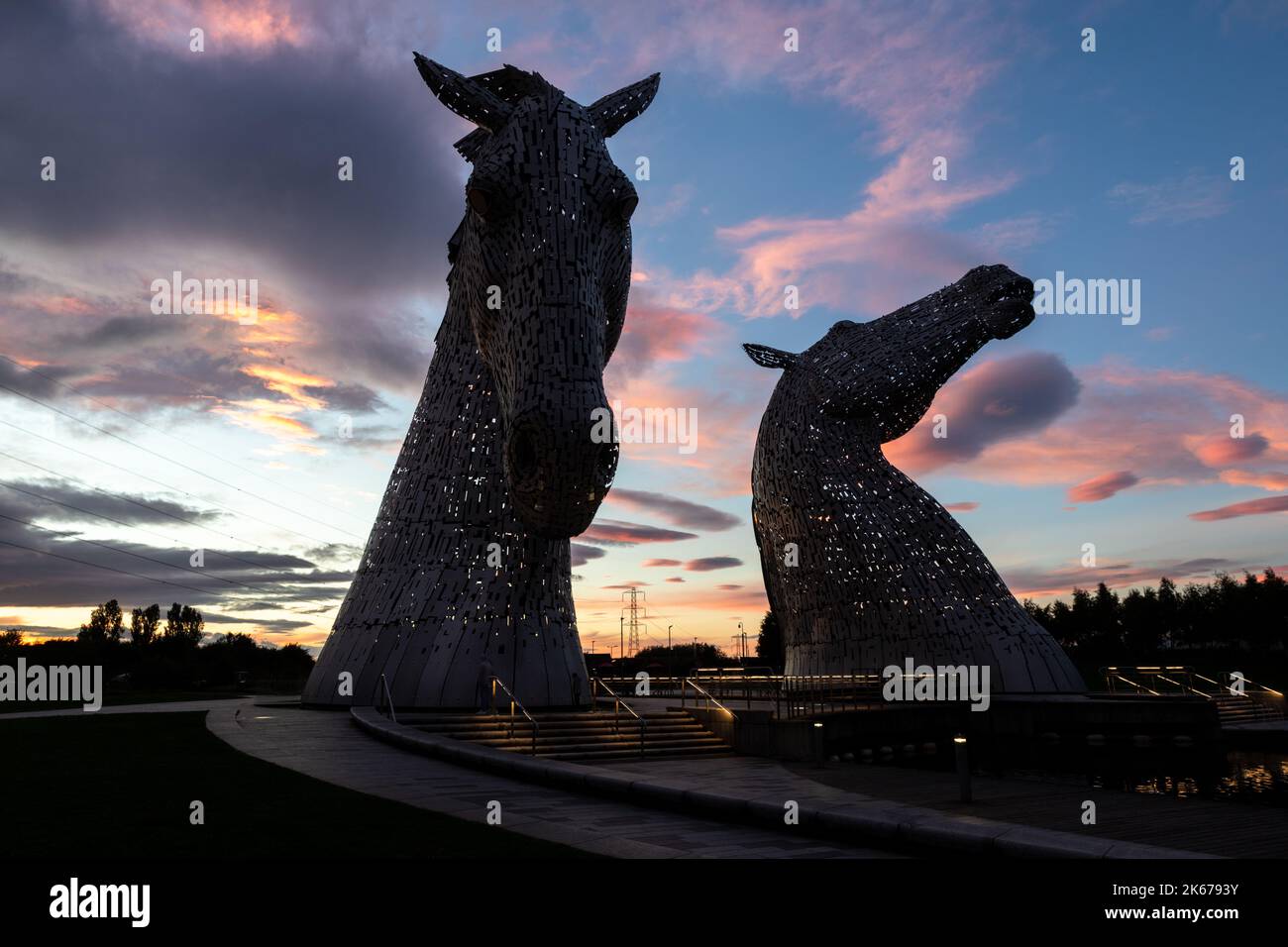 The Kelpies - the largest equine sculptures in the world, at night. The ...