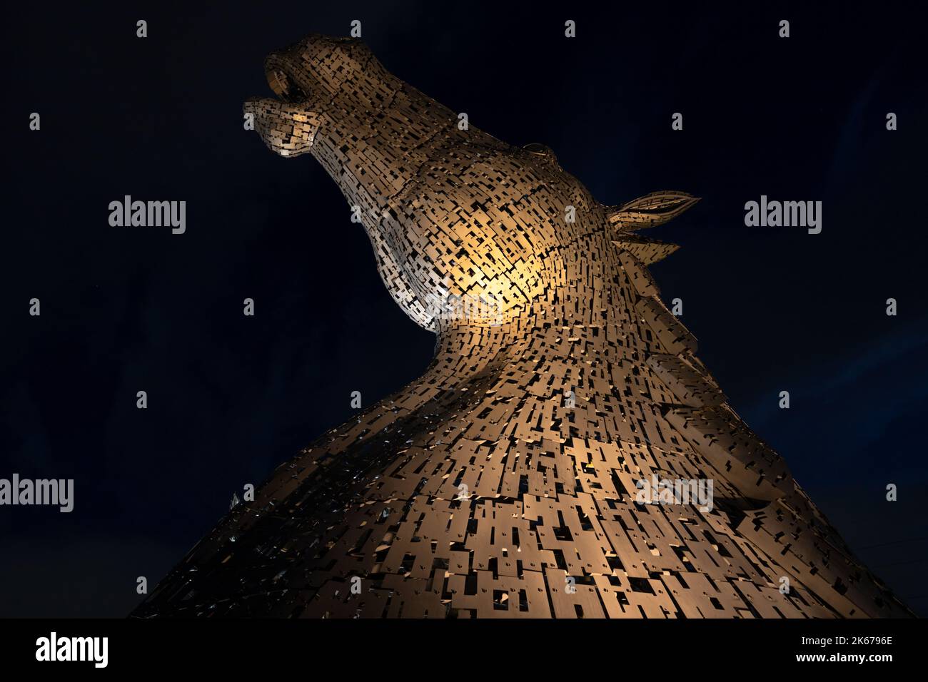 The Kelpies the largest equine sculptures in the world, at night. The