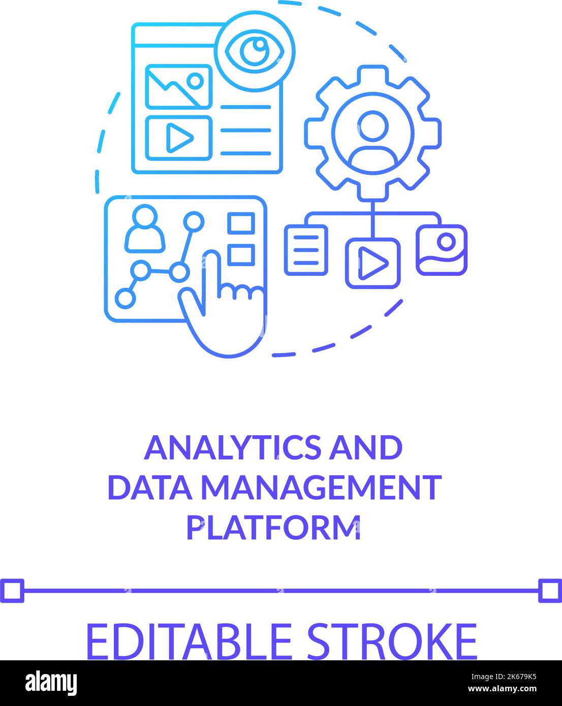Analytics and data management platform blue gradient concept icon Stock ...