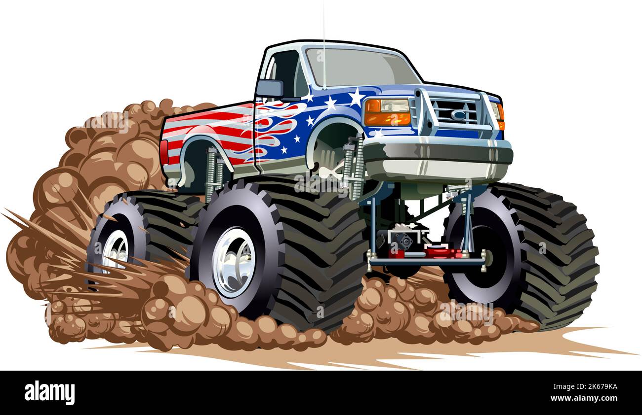 Cartoon Monster Truck. Available EPS-10 separated by groups and layers with transparency effects for one-click repaint Stock Vector