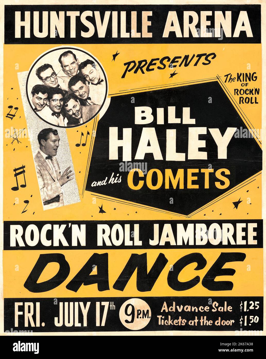 Bill Haley & His Comets 1959 Rock & Roll Jamboree - Dance - Jumbo Concert Poster - Huntsville Arena Stock Photo
