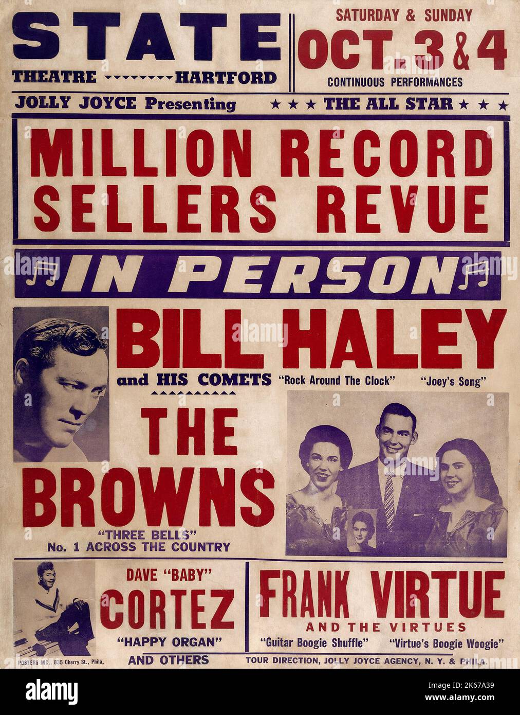 Bill Haley & His Comets - Million record sellers revue - State Theatre Concert Poster (1959) Stock Photo