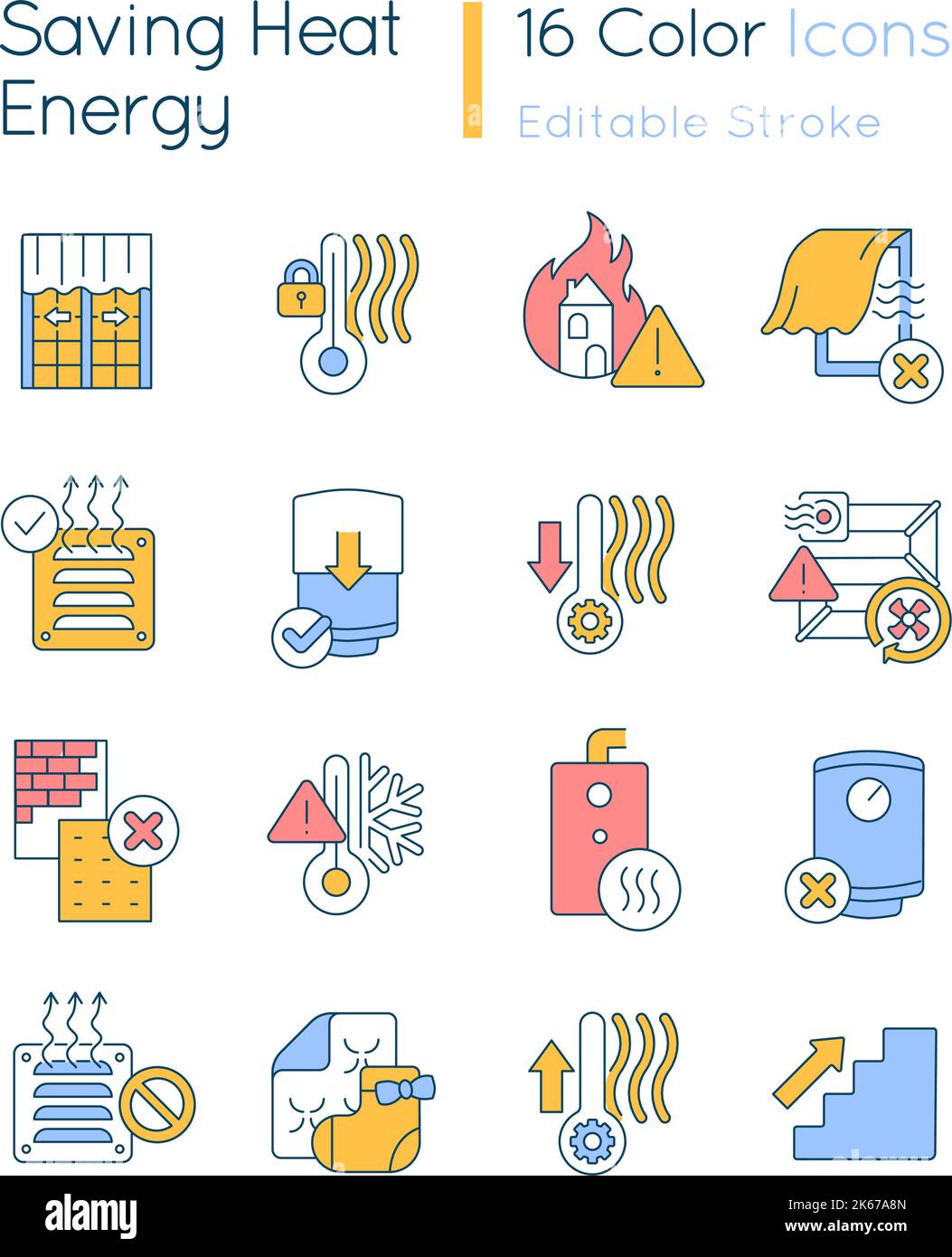Saving heat energy RGB color icons set Stock Vector Image & Art Alamy