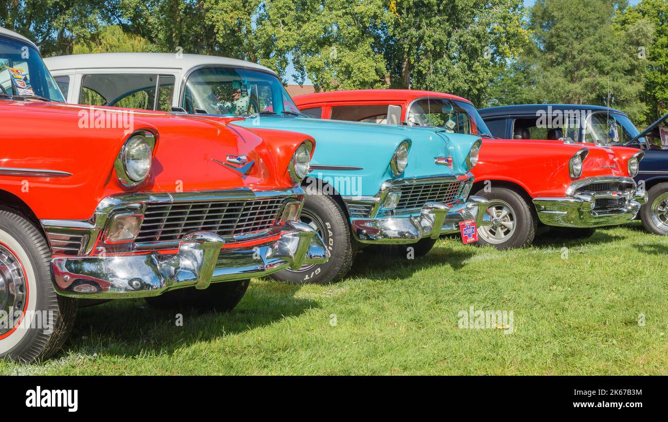 FRANKENMUTH, MI/USA SEPTEMBER 6, 2014 Three Chevrolet Bel Air cars