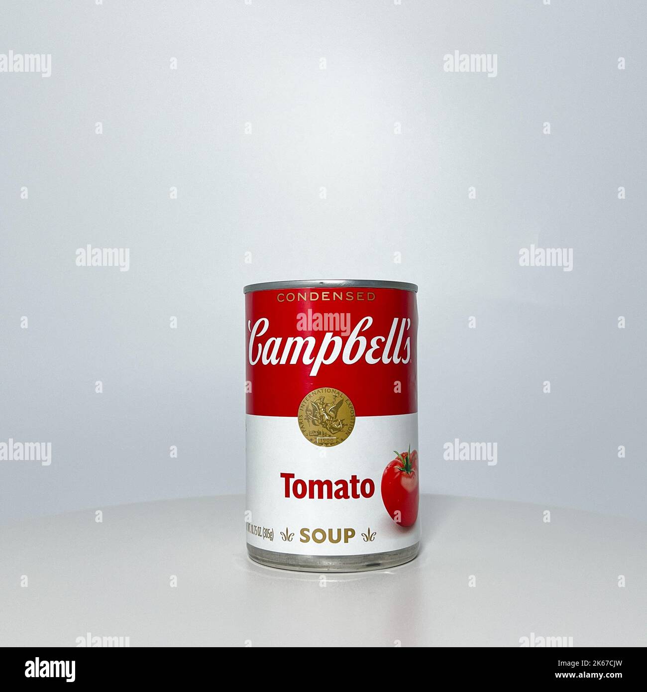 Orlando, FL USA July 14, 2022 A can of Campbells Tomato soup on a