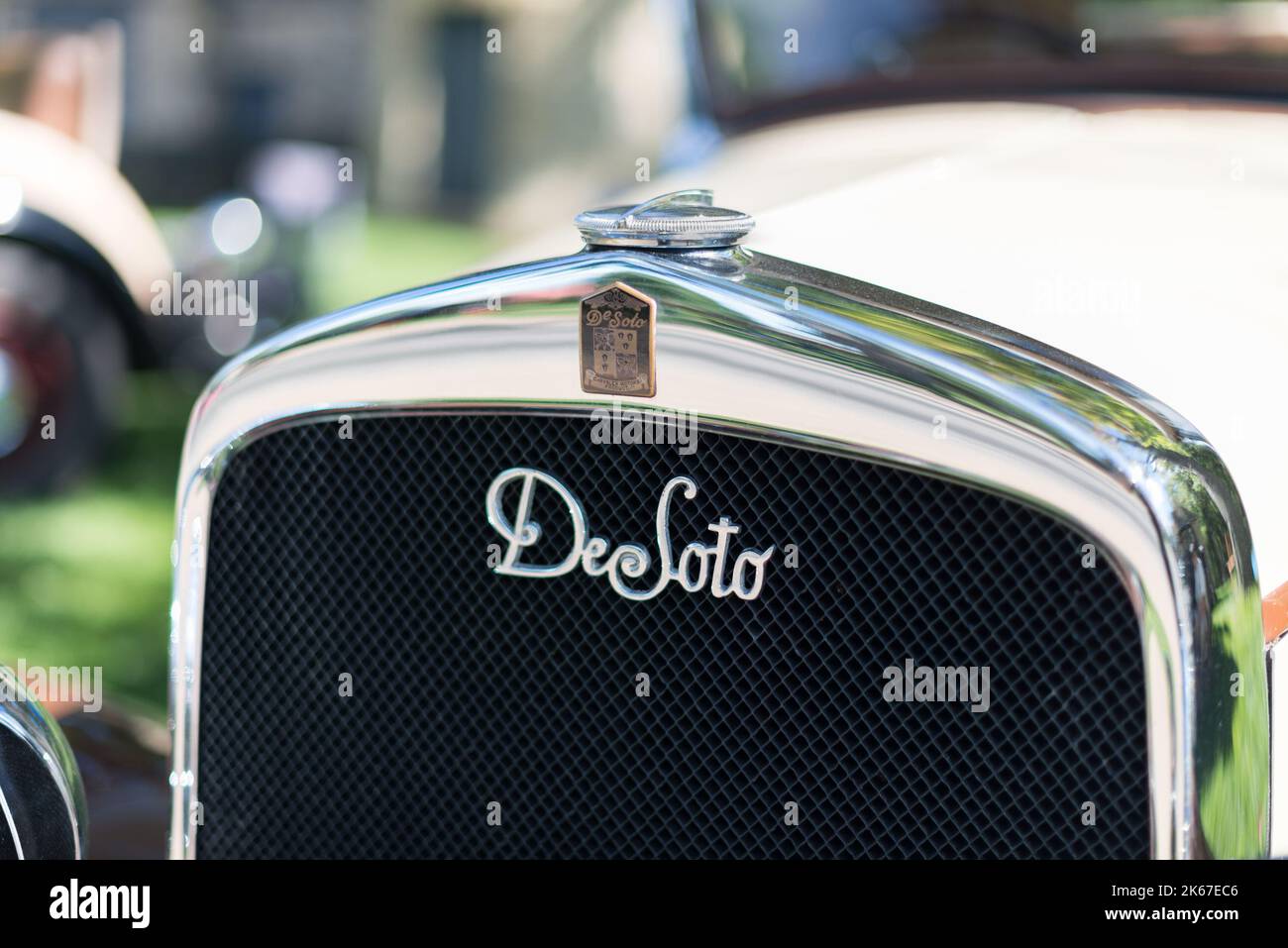 DEARBORN, MI/USA - SEPTEMBER 7, 2014: A 1930 Desoto CK radiator, Old Car Festival, Greenfield Village, The Henry Ford (THF). Stock Photo