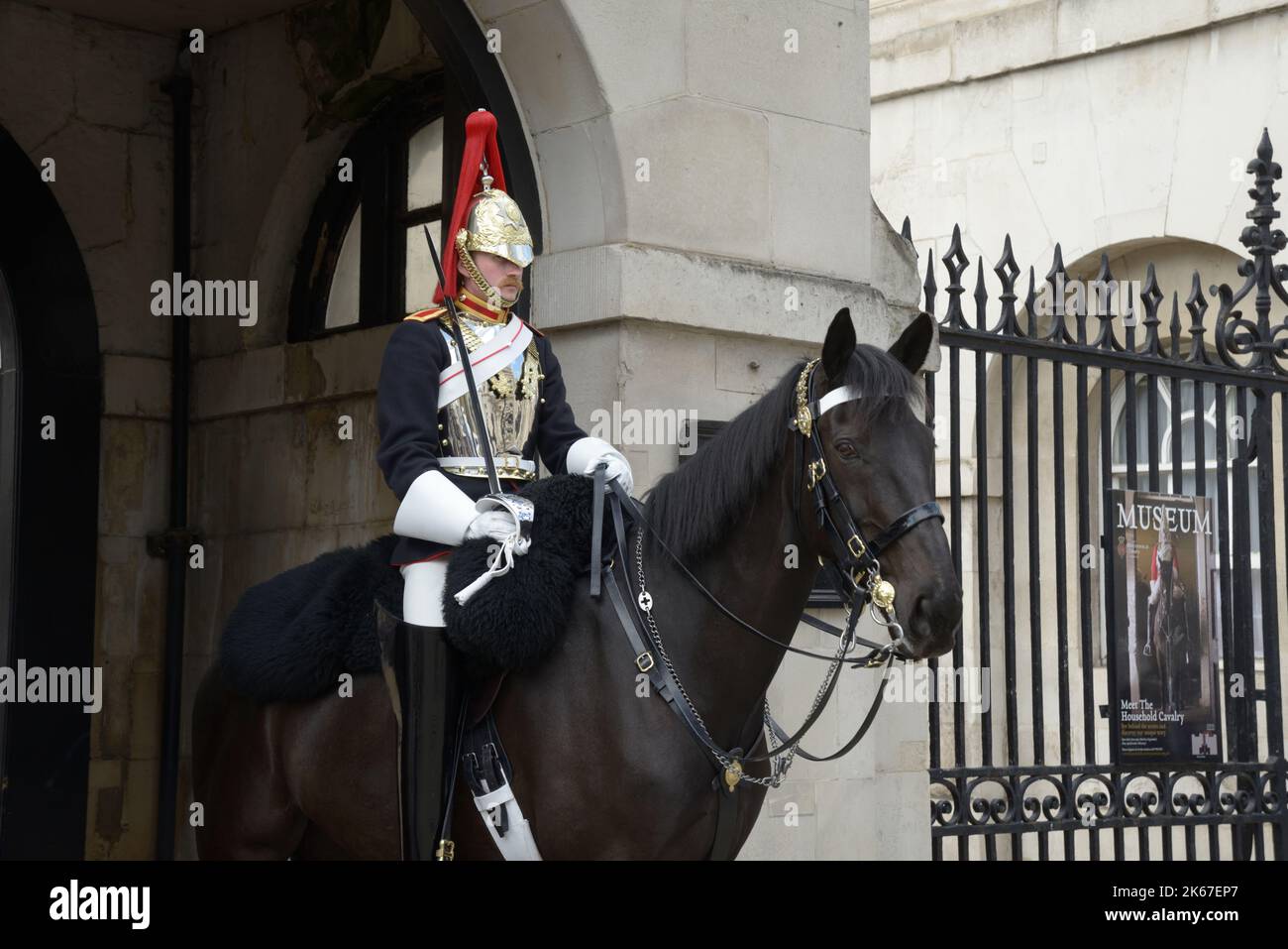 Horse guard at Whitehall, London. Stock Photo