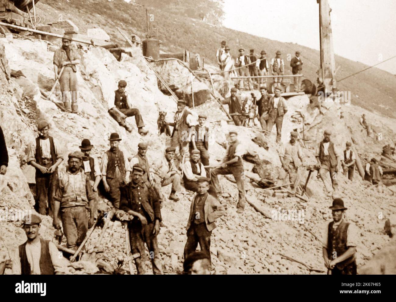 Great Western Railway navvies, near Chipping Sodbury in 1901/2 Stock Photo