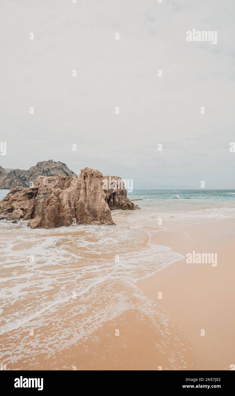 Aesthetic beach background, copy space, Porto Santo, Madeira Stock Photo