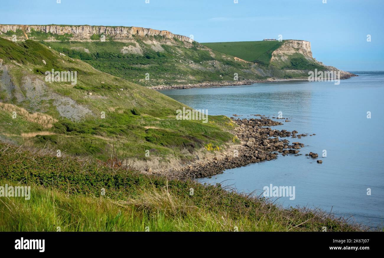 View from the South West Coastal path of Egmont Point, Emmetts Hill and ...