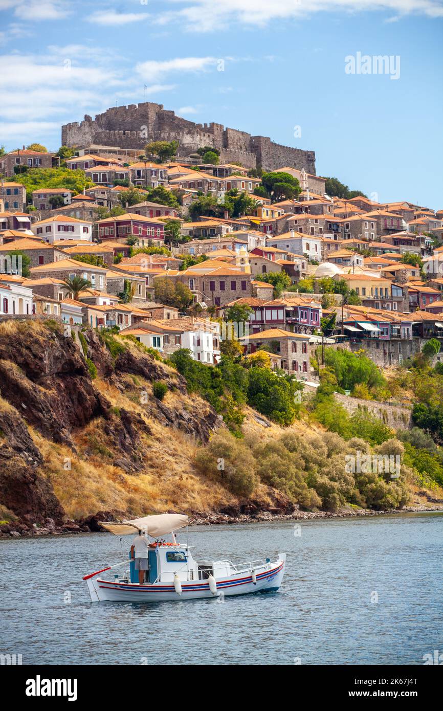 Small fishing boats in the harbour at the greek holiday resort of
