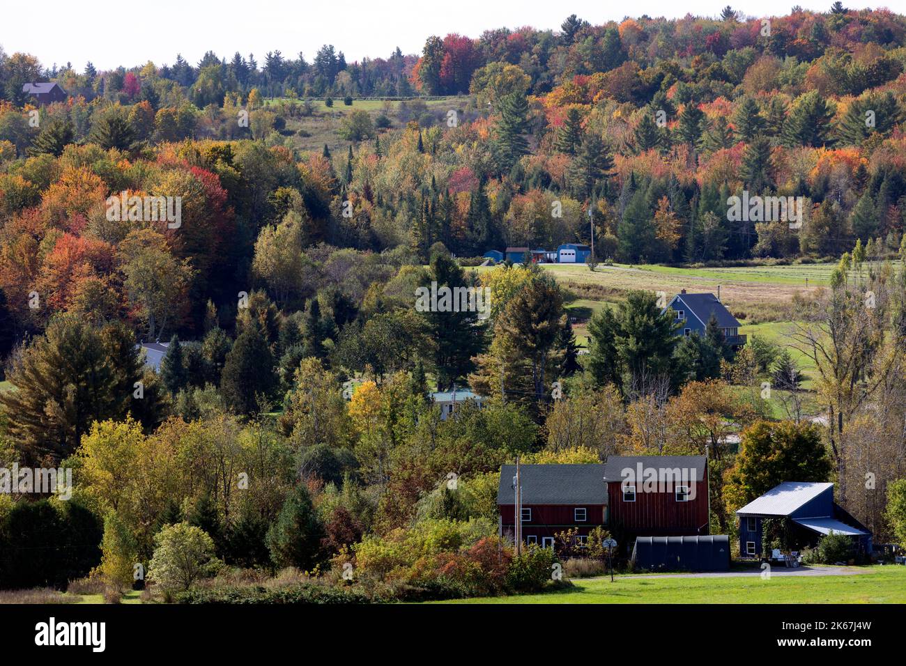 Fall foliage landscape, Richford, Norther Vermont Stock Photo