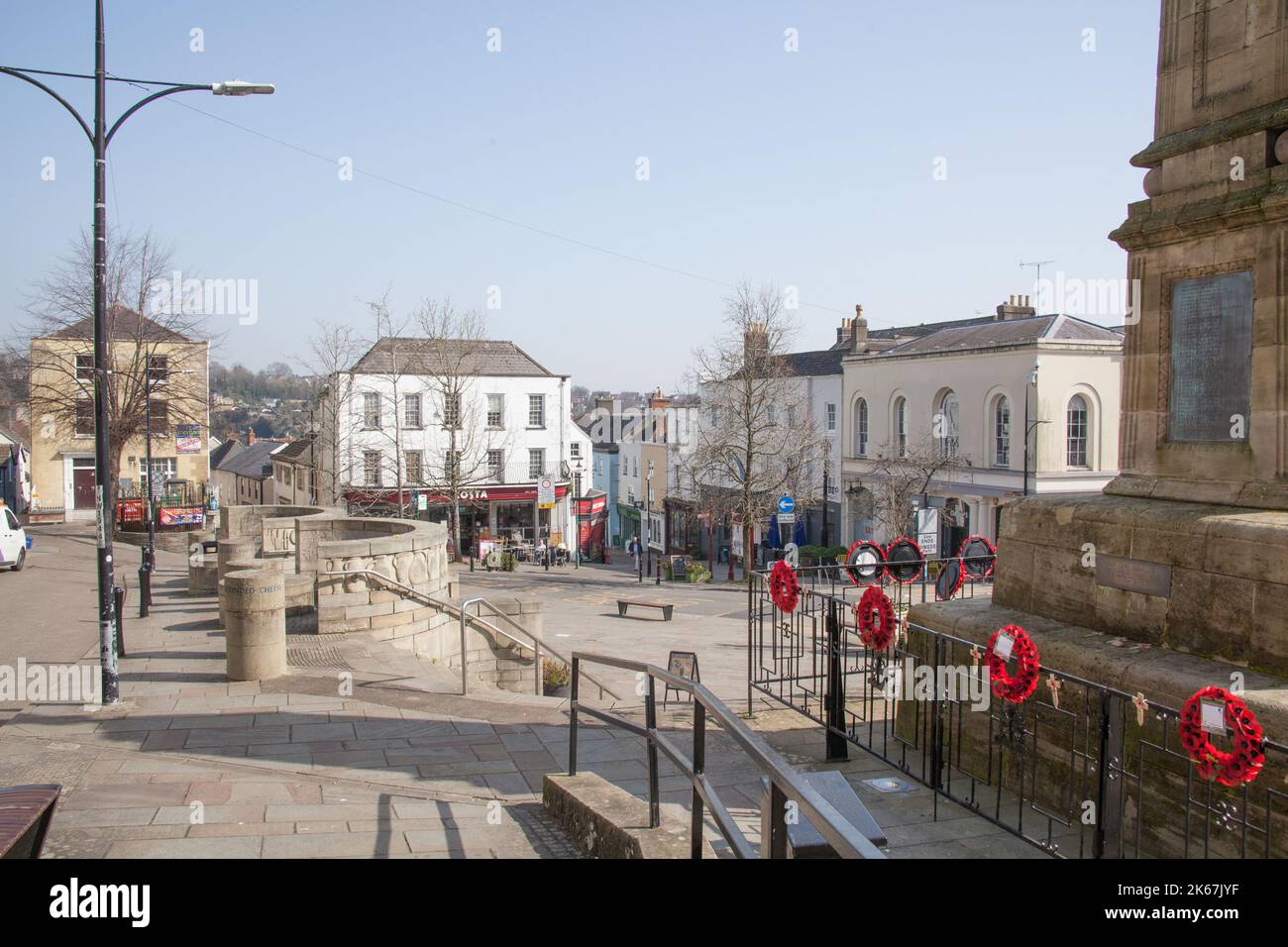 Views of Chepstow town centre, in Monmouthshire in Wales in the UK Stock Photo