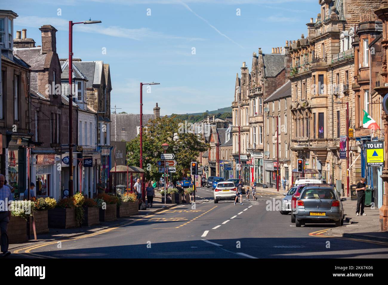 The high street in Crieff Scotland Stock Photo