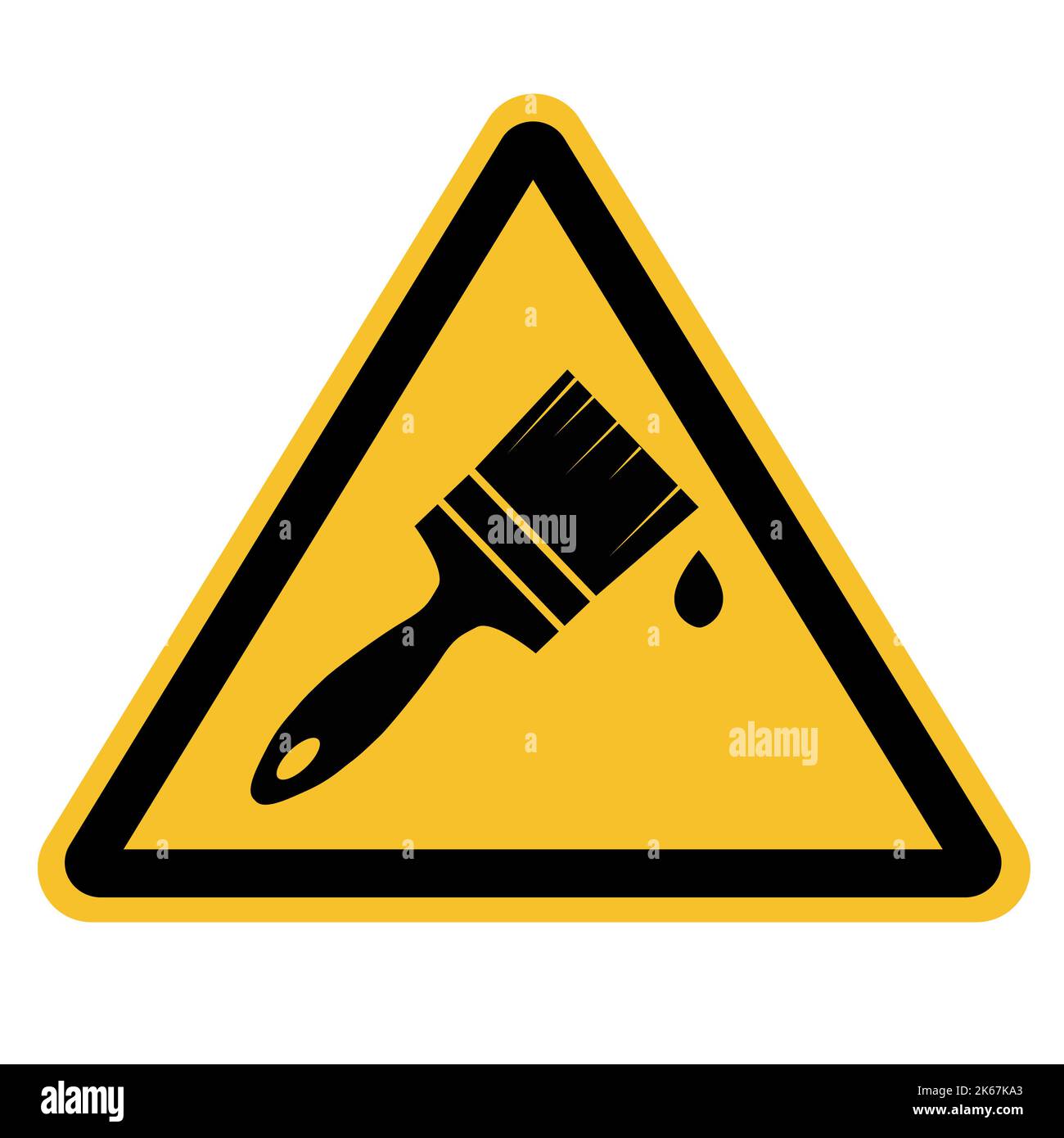 warning wet paint on white background. caution wet paint sign. flat