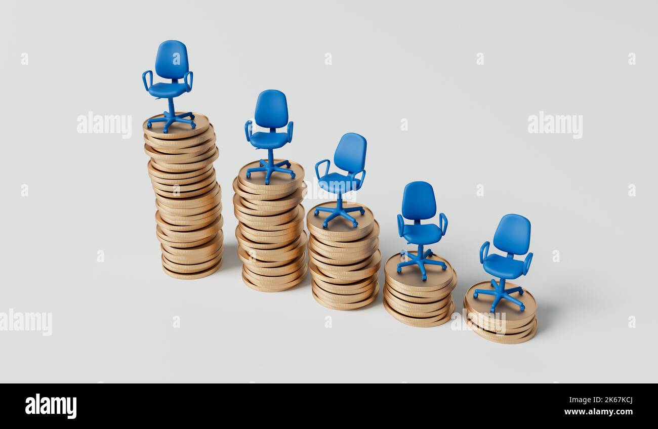 Office chair on a stack of coins. Career promotion wages and salary ...